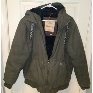 Hawke & CO COAT JACKET Dk Green Featherless Fill Men Size LARGE Fuzzy lining